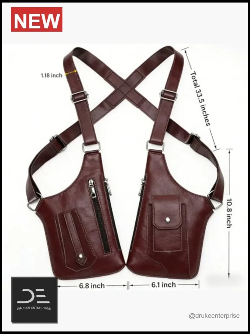 PU Leather Double Shoulder Holster Wallet Adjustable Oxford Cloth Crossbody Bag
